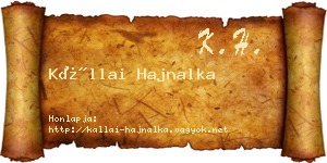 Kállai Hajnalka névjegykártya